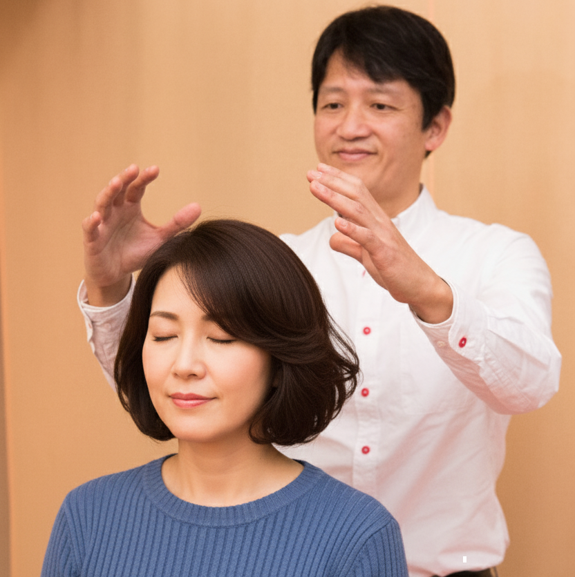 ヒーリング（気功）を受ける女性