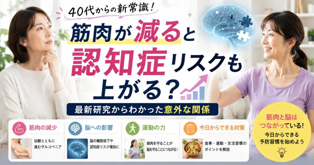 筋肉が減ることで認知症リスクも上がるブログのアイキャッチ