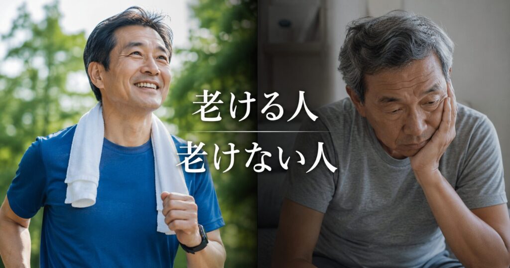 老ける人と、元気な人の違いをイメージした画像