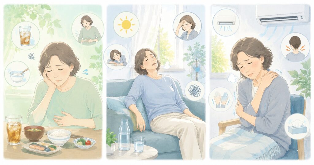 夏バテの３つのタイプ別イメージ画像