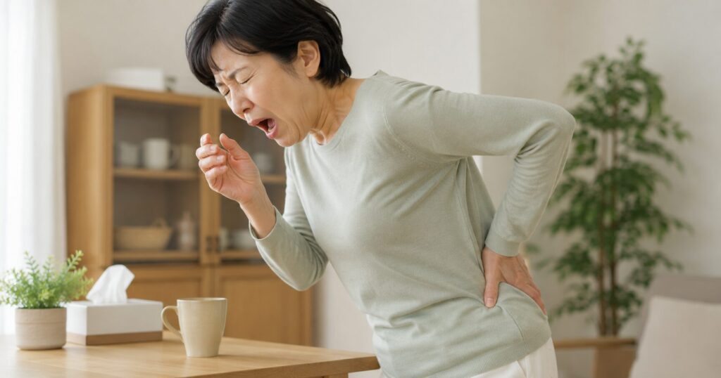 くしゃみをした瞬間n腰が痛くなった女性の画像