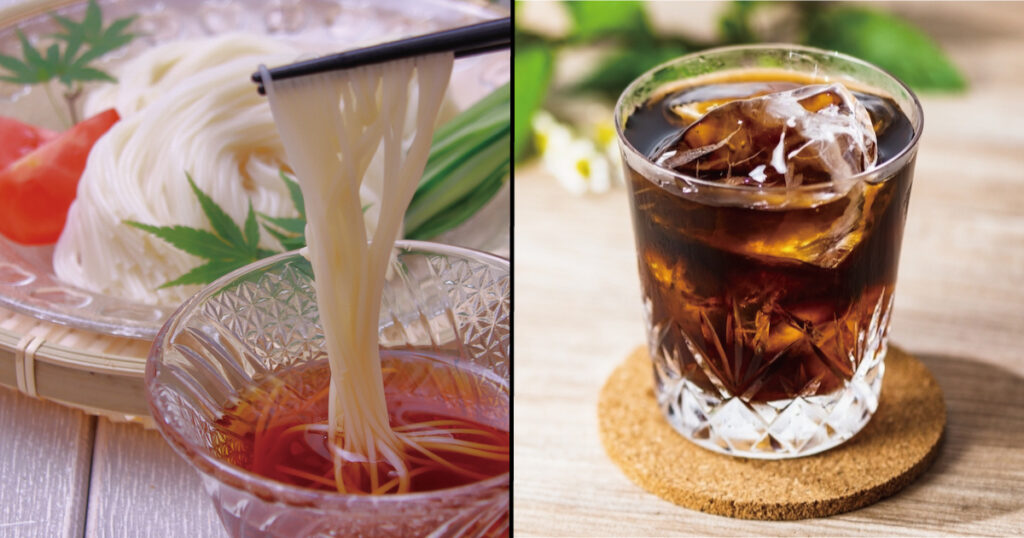 夏に多い冷たい食事とアイスコーヒー